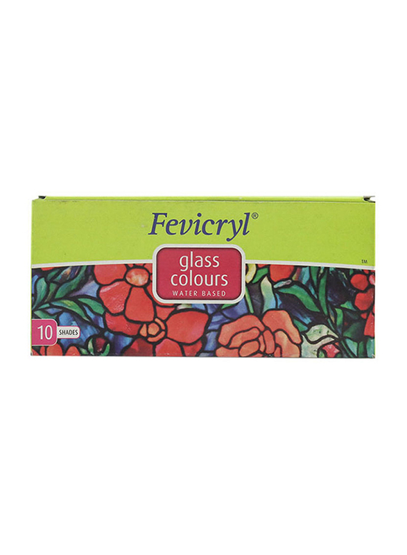 Fevicryl Pidilite Water Based Glass Colors Kit, 10 Pieces x 10ml, PI-FGC010-10C, Multicolor
Fevicryl Pidilite Water Based Glass Colors Kit, 10 Pieces x 10ml, PI-FGC010-10C, Multicolor