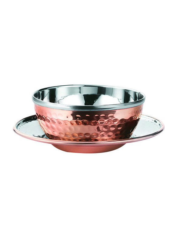 Kedge Pure Copper Hammered Finish Round Finger Bowl (12), with Wooden Underliner, 12 x 5cm, Silver/Copper
Kedge Pure Copper Hammered Finish Round Finger Bowl (12), with Wooden Underliner, 12 x 5cm, Silver/Copper