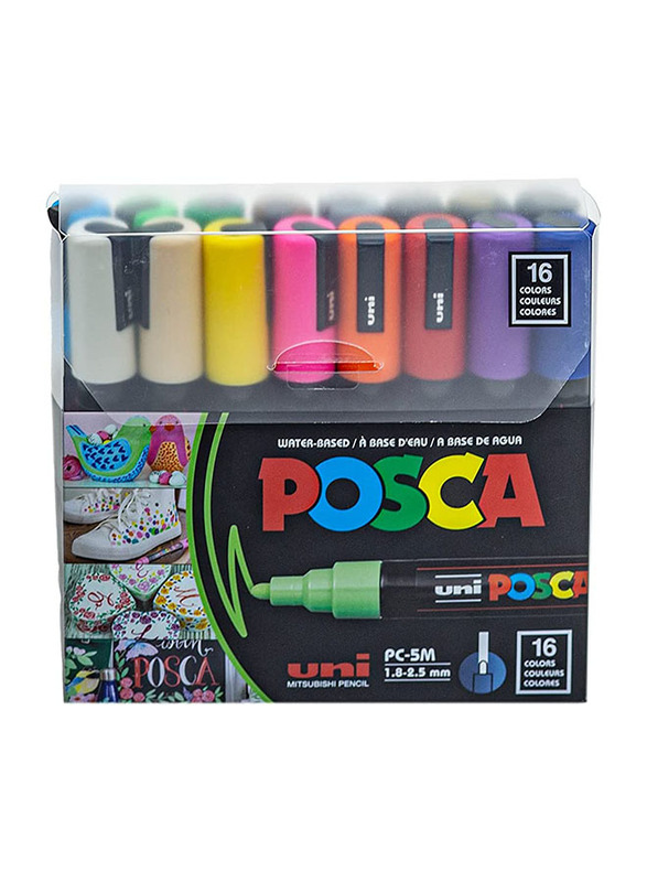 Posca 16-Piece Extra Fine Bullet Shaped Paint Marker Set, 1.8-2.5mm, PC-5M, Multicolour
Posca 16-Piece Extra Fine Bullet Shaped Paint Marker Set, 1.8-2.5mm, PC-5M, Multicolour