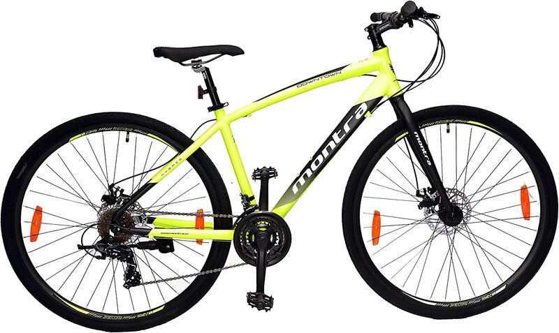 Montra Hercules Bikes Downtown Hybrid Bicycle with Disk Brake and 21 Speed Shimano Gears SUSpension Fork, 700C, Neon Yellow
Montra Hercules Bikes Downtown Hybrid Bicycle with Disk Brake and 21 Speed Shimano Gears SUSpension Fork, 700C, Neon Yellow