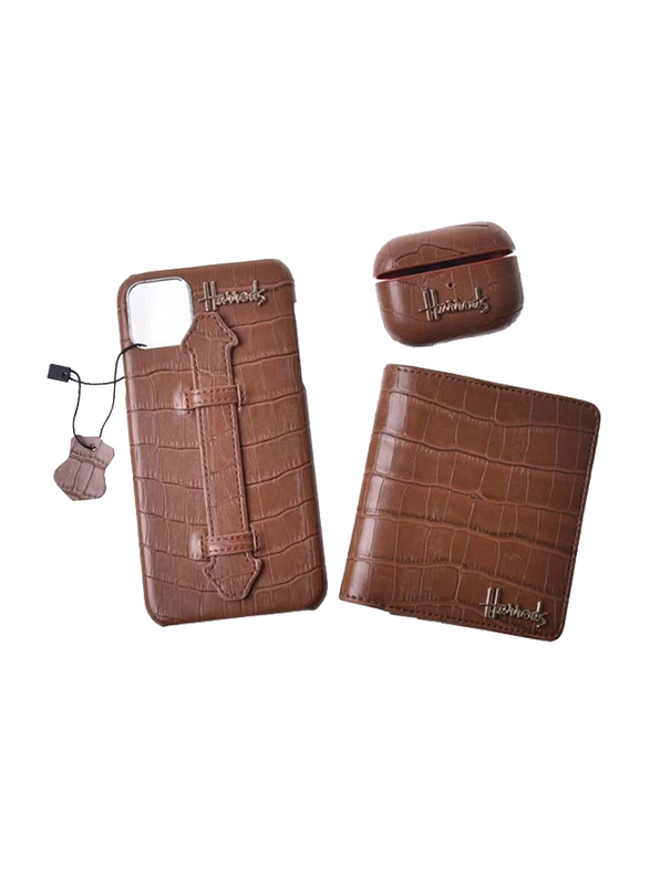 Harrods Apple iPhone 11 3-in-1 Crocodile Skin Leather Mobile Phone Case Cover Set with Airpods Case and Wallet, Brown
Harrods Apple iPhone 11 3-in-1 Crocodile Skin Leather Mobile Phone Case Cover Set with Airpods Case and Wallet, Brown