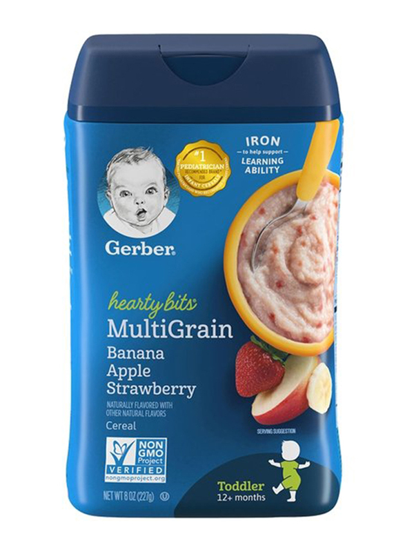 Gerber Hearty Bits Banana, Apple, Strawberry Multi Grain Baby Cereal, 12+ Months, 227g
Gerber Hearty Bits Banana, Apple, Strawberry Multi Grain Baby Cereal, 12+ Months, 227g