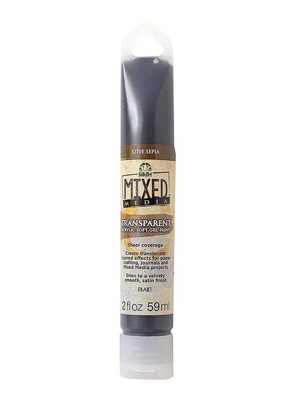 Plaid Folkart Mixed Media Transparent Acrylic Soft Gel Paint, 59ml, Sepia Brown
Plaid Folkart Mixed Media Transparent Acrylic Soft Gel Paint, 59ml, Sepia Brown