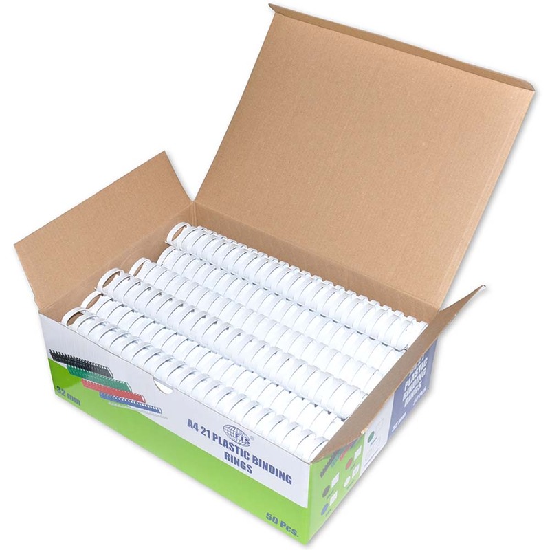 FIS 32mm Plastic Binding Rings with 280 Sheets Capacity, 50 Piece, FSBD32WH, White
FIS 32mm Plastic Binding Rings with 280 Sheets Capacity, 50 Piece, FSBD32WH, White