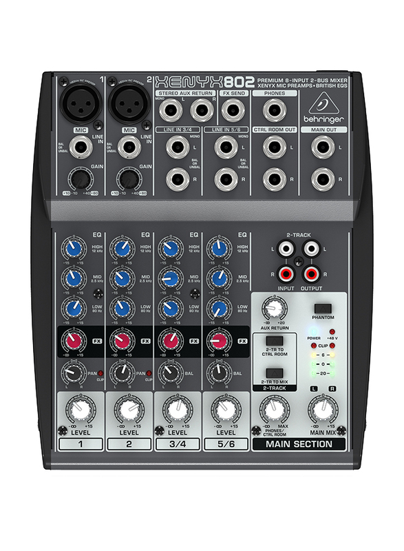 Behringer Premium 8-Input 2-Bus Mixer with XENYX Mic Preamps and British EQs, XENYX 802, Black
Behringer Premium 8-Input 2-Bus Mixer with XENYX Mic Preamps and British EQs, XENYX 802, Black