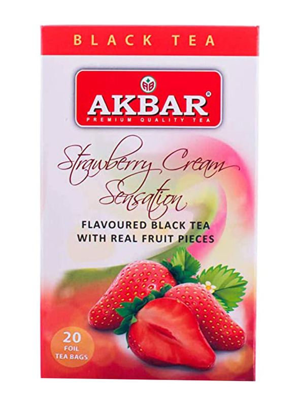 Akbar Strawberry Cream Sensation Flavoured Tea with Real Fruit Pieces, 20 Foil Tea Bags
Akbar Strawberry Cream Sensation Flavoured Tea with Real Fruit Pieces, 20 Foil Tea Bags
