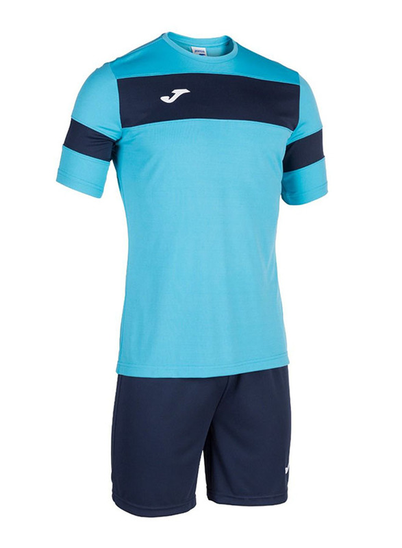 Joma Academy II Short Sleeve Round Neck T-Shirt & Short Set for Men, Extra Large, Turquoise/Dark Blue
Joma Academy II Short Sleeve Round Neck T-Shirt & Short Set for Men, Extra Large, Turquoise/Dark Blue