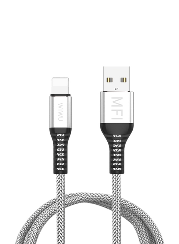 WiWu 1.2-Meter MFI Fast Data Cable, 2.4A USB Type A Male to Lightning for Apple Devices, WP202, Silver
WiWu 1.2-Meter MFI Fast Data Cable, 2.4A USB Type A Male to Lightning for Apple Devices, WP202, Silver