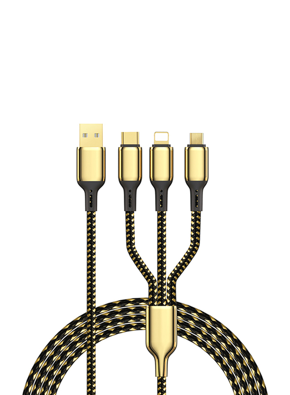 WiWu 1.2-Meter 18K Golden 3-in-1 20W Data Cable, USB Type A Male to Micro USB/Type-C/Lightning Port for Smartphones/Tablets, GD-104, Gold
WiWu 1.2-Meter 18K Golden 3-in-1 20W Data Cable, USB Type A Male to Micro USB/Type-C/Lightning Port for Smartphones/Tablets, GD-104, Gold