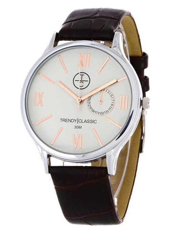 Trendy Kiss Analog Watch for Men with Leather Band, Water Resistant, TC-CC1002-08, Brown-White
Trendy Kiss Analog Watch for Men with Leather Band, Water Resistant, TC-CC1002-08, Brown-White