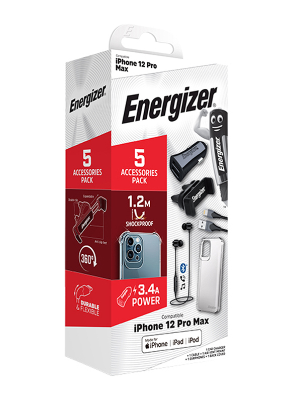 Energizer All In One Accessories Car Kit for Apple Iphone 12 Pro Max, 5 Pieces, Multicolour
Energizer All In One Accessories Car Kit for Apple Iphone 12 Pro Max, 5 Pieces, Multicolour