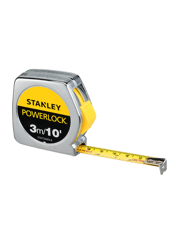 Stanley 3m/E x 13mm Metric-Imperial Power Lock Measuring Tape, STHT33203-8, Silver/Yellow
Stanley 3m/E x 13mm Metric-Imperial Power Lock Measuring Tape, STHT33203-8, Silver/Yellow