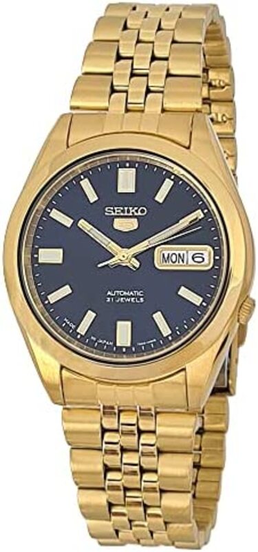 Seiko 21 Jewels Analog Watch for Men with Stainless Steel Band, Water Resistant, SNKF88J1, Gold-Blue
Seiko 21 Jewels Analog Watch for Men with Stainless Steel Band, Water Resistant, SNKF88J1, Gold-Blue