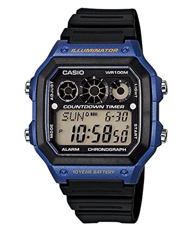 Casio Digital Watch for Men with Resin Band, Water Resistant, AE-1300WH-2AVDF, Black-Black
Casio Digital Watch for Men with Resin Band, Water Resistant, AE-1300WH-2AVDF, Black-Black