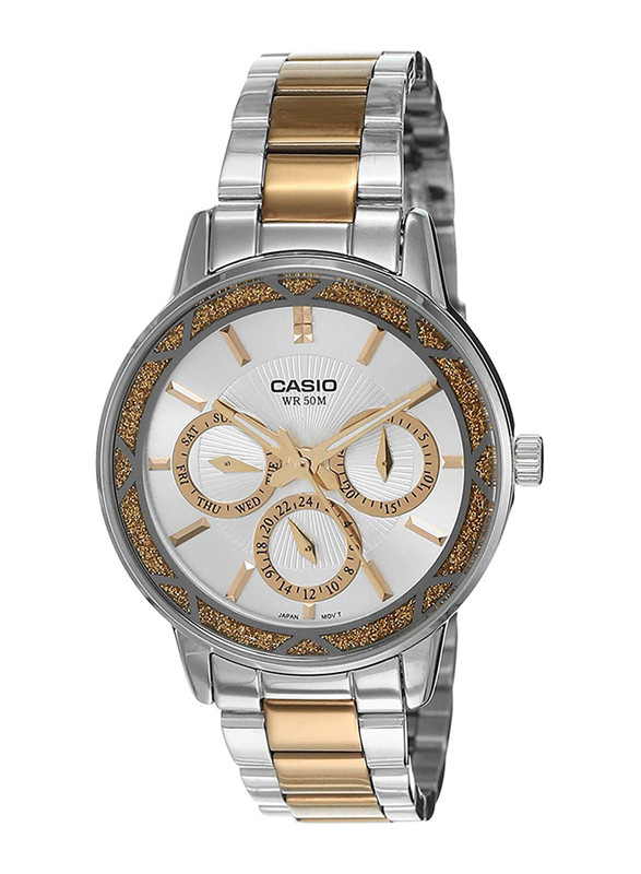 Casio Enticer Analog Watch for Women with Stainless Steel Band, Water Resistant and Chronograph, LTP-2087RG-7AVDF, Silver/Bronze-Silver
Casio Enticer Analog Watch for Women with Stainless Steel Band, Water Resistant and Chronograph, LTP-2087RG-7AVDF, Silver/Bronze-Silver