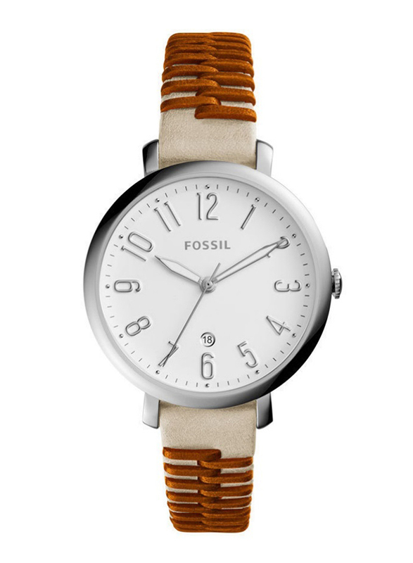 Fossil Jacqueline Analog Watch for Women with Leather Band, Water Resistant, ES4209, White/Brown-White
Fossil Jacqueline Analog Watch for Women with Leather Band, Water Resistant, ES4209, White/Brown-White