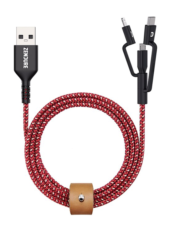 Zendure 1-Meters SuperCord 3-in-1 Cable, Type A Male to Micro B /Type C/Lightning Cable, Red
Zendure 1-Meters SuperCord 3-in-1 Cable, Type A Male to Micro B /Type C/Lightning Cable, Red