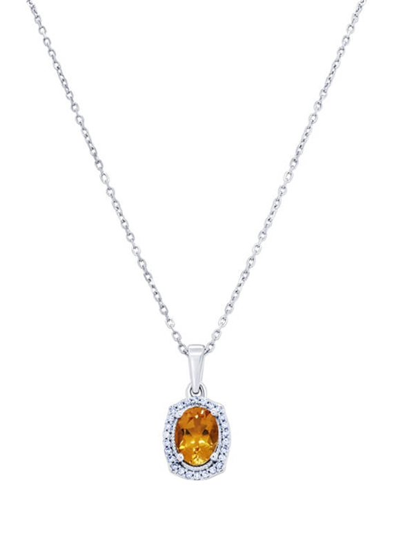 Nouf Oval Shaped 18K White Gold Pendant Necklace for Women, with Citrine, Yellow/Silver
Nouf Oval Shaped 18K White Gold Pendant Necklace for Women, with Citrine, Yellow/Silver
