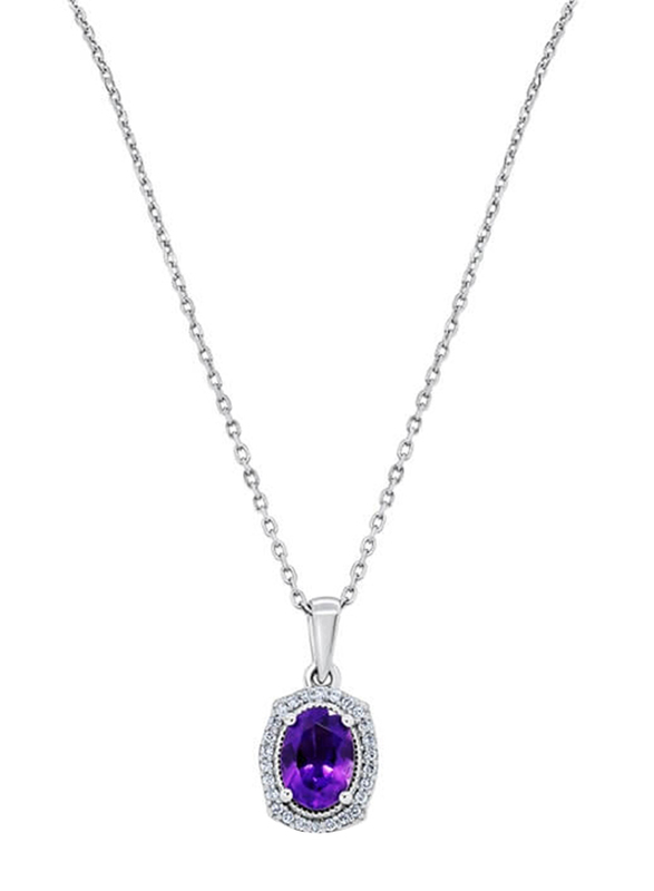 Nouf Oval Shaped 18K White Gold Pendant Necklace for Women, with Amethyst, Purple/Silver
Nouf Oval Shaped 18K White Gold Pendant Necklace for Women, with Amethyst, Purple/Silver