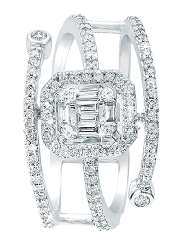 Liali Jewellery Emerald Cut 18K White Gold Two Line Fashion Ring for Women with 0.51ct Diamond Stone, White, US 7
Liali Jewellery Emerald Cut 18K White Gold Two Line Fashion Ring for Women with 0.51ct Diamond Stone, White, US 7