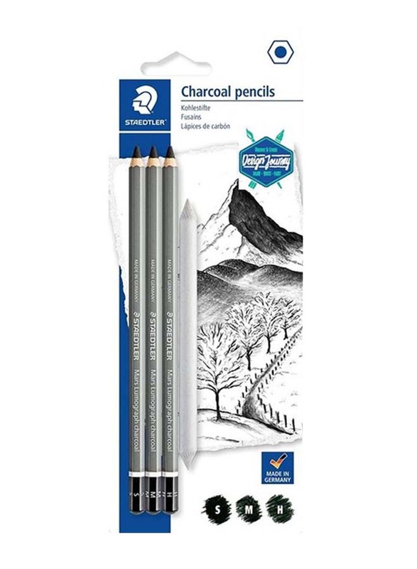 Staedtler StaEDT Perfumeler Mars Lumograph Graphite Charcoal Pencil Set with Blending Stump, 4 Pieces, Black
Staedtler StaEDT Perfumeler Mars Lumograph Graphite Charcoal Pencil Set with Blending Stump, 4 Pieces, Black
