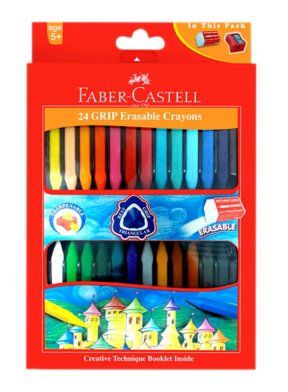 Faber-Castell Grip Erasable Crayon with Eraser and Sharpener Set, 24-Piece, Multicolour
Faber-Castell Grip Erasable Crayon with Eraser and Sharpener Set, 24-Piece, Multicolour