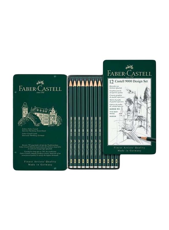 Faber-Castell 9000 Graphite Pencil Design Set with Metal Tin Box, 12 Pieces, Black
Faber-Castell 9000 Graphite Pencil Design Set with Metal Tin Box, 12 Pieces, Black