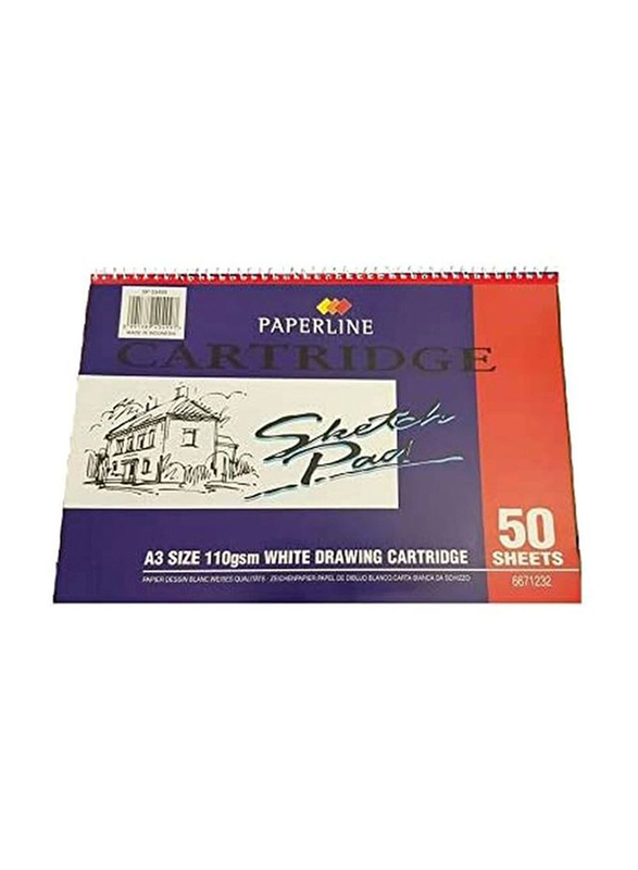 Paperline Spiral Binding Cartridge Sketch Pad, 50 Sheets, 110 GSM, A3 Size, White
Paperline Spiral Binding Cartridge Sketch Pad, 50 Sheets, 110 GSM, A3 Size, White