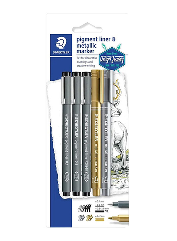 Staedtler StaEDT Perfumeler 5-Piece Pigment Liner and Metallic Marker Set, Multicolour
Staedtler StaEDT Perfumeler 5-Piece Pigment Liner and Metallic Marker Set, Multicolour