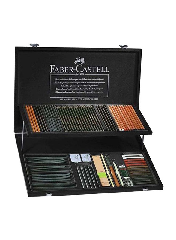 Faber-Castell 85-Piece Pitt Monochrome Artist Pencil Set with Wooden Case, Multicolour
Faber-Castell 85-Piece Pitt Monochrome Artist Pencil Set with Wooden Case, Multicolour
