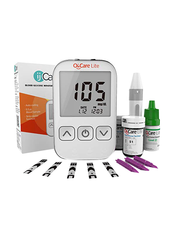 Ij Care 110 Strips Lite Blood Sugar Test Kit and Blood Glucose Meter with Strips and Lancets, B077bcskfk, White
Ij Care 110 Strips Lite Blood Sugar Test Kit and Blood Glucose Meter with Strips and Lancets, B077bcskfk, White