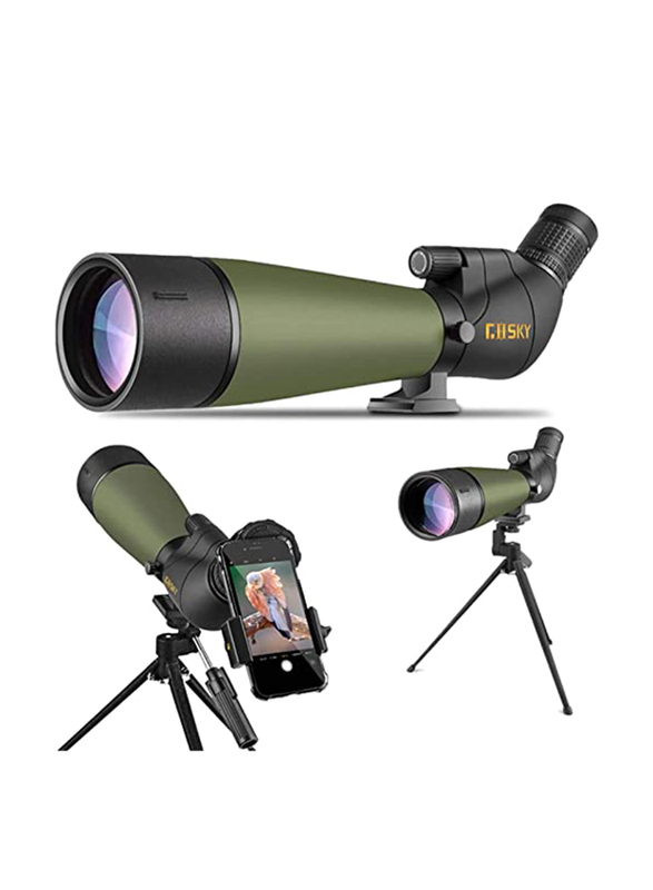 Gosky Updated Spotting Scope with Tripod, Carrying Bag & Smartphone Adapter, Green/Black
Gosky Updated Spotting Scope with Tripod, Carrying Bag & Smartphone Adapter, Green/Black