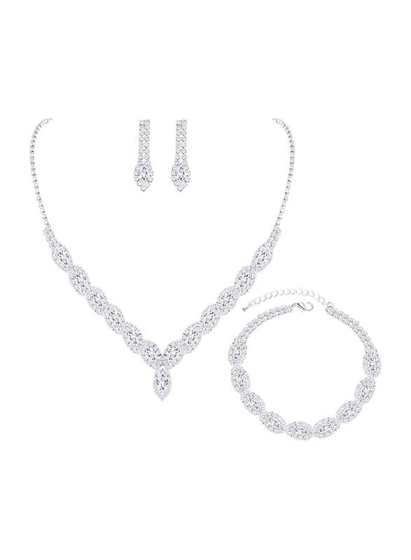 YSOUL Sparkling CZ Rhinestone Earrings Necklace Jewellery Set for Women, White Gold
YSOUL Sparkling CZ Rhinestone Earrings Necklace Jewellery Set for Women, White Gold