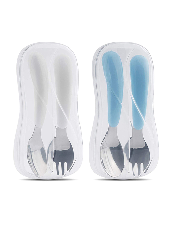 Kirecoo Stainless Steel Baby Fork and Spoon with Travel Carrying Cases, 2 Pieces, White/Aqua
Kirecoo Stainless Steel Baby Fork and Spoon with Travel Carrying Cases, 2 Pieces, White/Aqua
