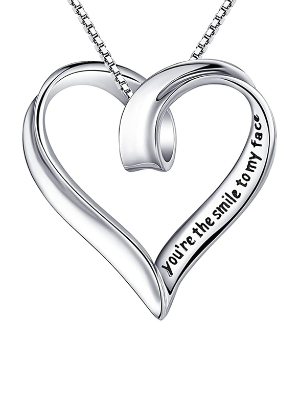YFN 925 Sterling Silver You're The Smile To My Face & The Beat To My heart Open Heart Shape Pendant Necklace for Women, Silver
YFN 925 Sterling Silver You're The Smile To My Face & The Beat To My heart Open Heart Shape Pendant Necklace for Women, Silver