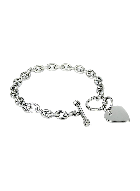 Noureda Stainless Steel High Polished Finished Trendy Cable Chain Bracelet for Women with Heart Charm & Toggle Clasp Closure, Silver
Noureda Stainless Steel High Polished Finished Trendy Cable Chain Bracelet for Women with Heart Charm & Toggle Clasp Closure, Silver