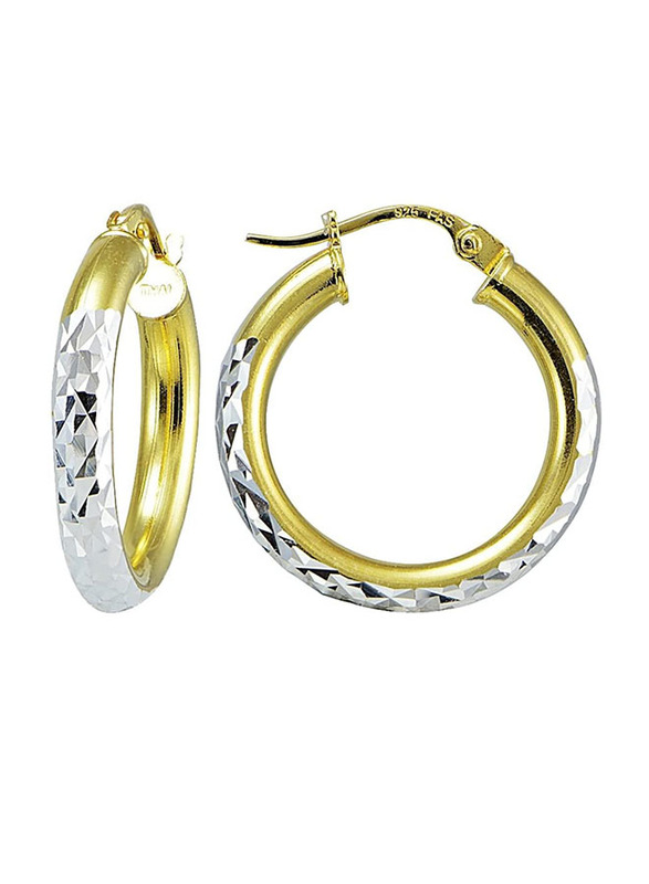 Hoops & Loops Sterling Silver Two Tone 3mm Diamond Cut Round Hoop Earrings for Women, Gold
Hoops & Loops Sterling Silver Two Tone 3mm Diamond Cut Round Hoop Earrings for Women, Gold
