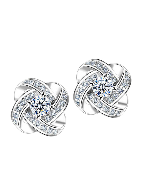 Twinsmall 925 Sterling Silver Flower Earrings for Women with Elegant Diamond, Silver
Twinsmall 925 Sterling Silver Flower Earrings for Women with Elegant Diamond, Silver
