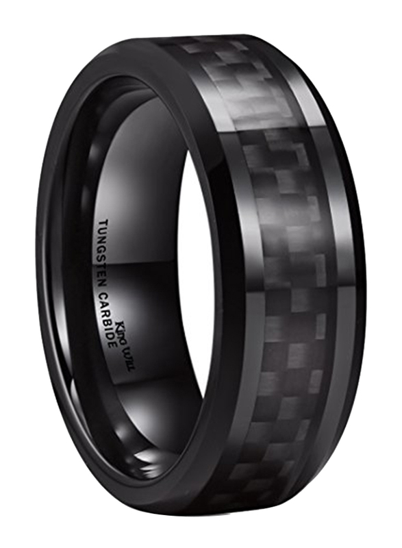 King Will 8mm Carbon Fiber Inlay Tungsten Carbide Ring for Men with Polished Finish Edges, Black, Size IT 10
King Will 8mm Carbon Fiber Inlay Tungsten Carbide Ring for Men with Polished Finish Edges, Black, Size IT 10