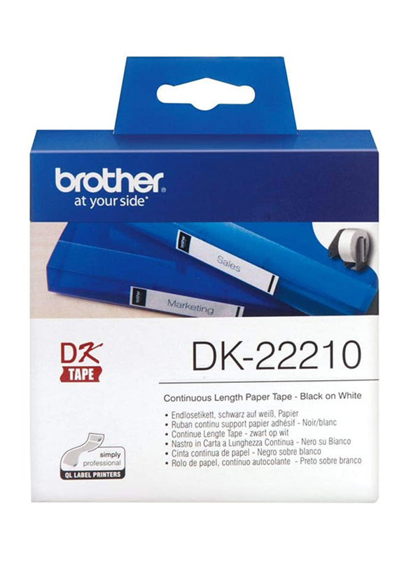 Brother DK-22210 Continuous Length Paper Tape for QL Label Printers, Black on White, 29mm x 30.48m
Brother DK-22210 Continuous Length Paper Tape for QL Label Printers, Black on White, 29mm x 30.48m