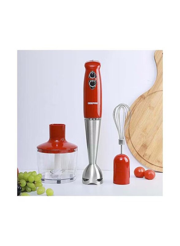 Geepas 860ml 3-in-1 Multifunction Hand Blender, 400W, GHB6136, Red/Silver/Clear
Geepas 860ml 3-in-1 Multifunction Hand Blender, 400W, GHB6136, Red/Silver/Clear