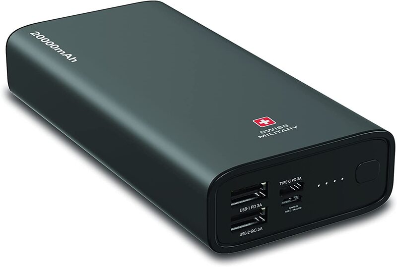 Swiss 20000mAh Military Bieudron Fast Charging PD Power Bank, Type C/Micro/2 USB Inputs, Black Compatible, SM-PB-BI1-20K-BLK, Black
Swiss 20000mAh Military Bieudron Fast Charging PD Power Bank, Type C/Micro/2 USB Inputs, Black Compatible, SM-PB-BI1-20K-BLK, Black