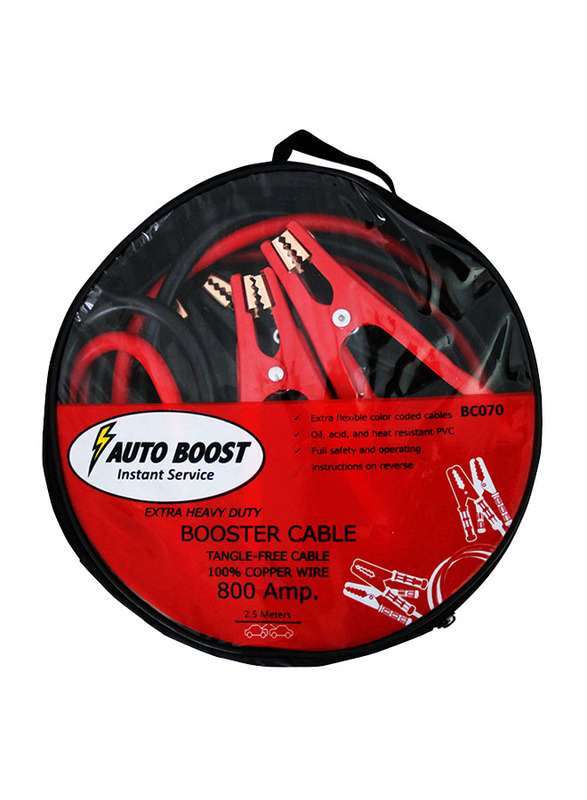 Car Mart Car Booster Auto Boost Extra Flexible Color Coded Cable, 800/1000 AMP, 2.5/3 Meters, Red/Black
Car Mart Car Booster Auto Boost Extra Flexible Color Coded Cable, 800/1000 AMP, 2.5/3 Meters, Red/Black