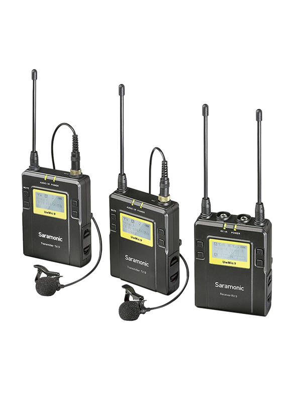 Saramonic UWMIC9 RX9+TX9+TX9 2-Person Wireless Lavalier Microphone System, with Portable Dual-Channel Camera-Mountable Receiver for Camera, Black
Saramonic UWMIC9 RX9+TX9+TX9 2-Person Wireless Lavalier Microphone System, with Portable Dual-Channel Camera-Mountable Receiver for Camera, Black