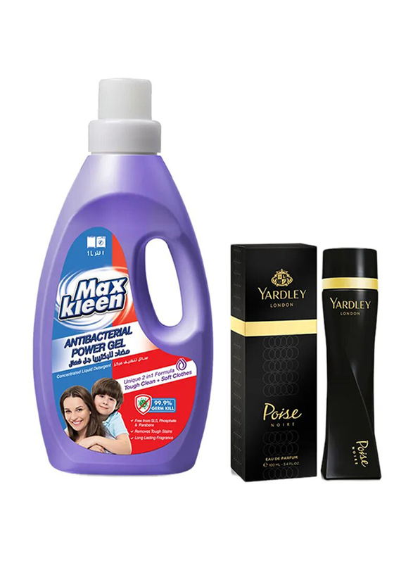Maxkleen Antibacterial Liquid Detergent, 1 Liter + Yardley Poise Noire EDP Perfume, 100ml
Maxkleen Antibacterial Liquid Detergent, 1 Liter + Yardley Poise Noire EDP Perfume, 100ml