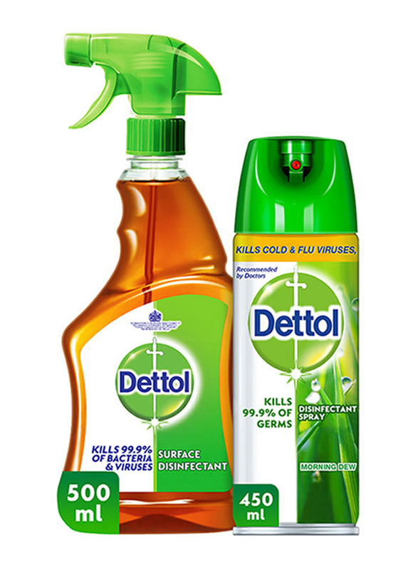 Dettol Morning Dew Disinfectant Surface Spray with Original Anti-Bacterial Liquid Trigger, 450ml + 500ml
Dettol Morning Dew Disinfectant Surface Spray with Original Anti-Bacterial Liquid Trigger, 450ml + 500ml