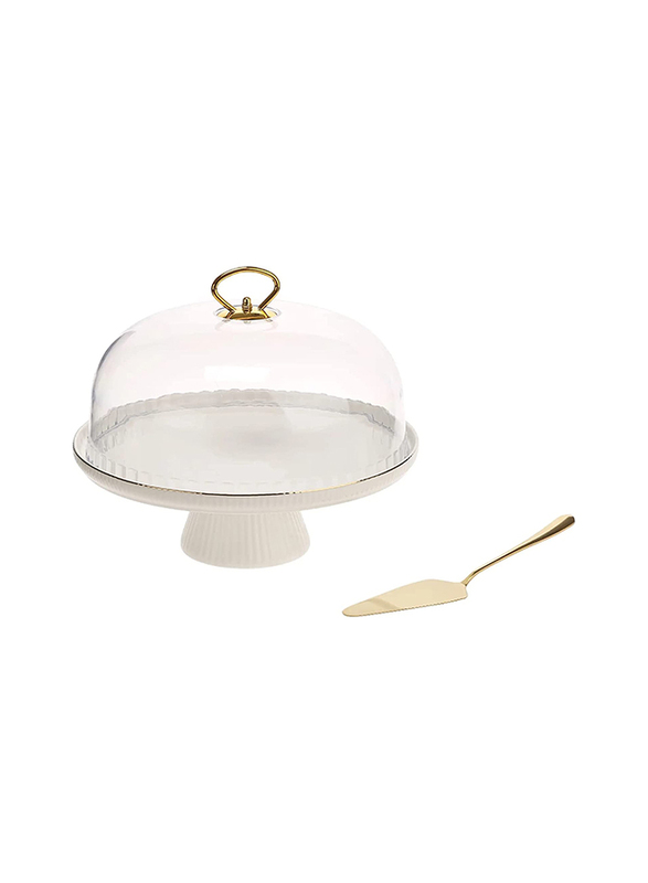 Orchid 11-inch Porcelain Round Gorgeous Cake Stand with Glass Dome Lid, White/Gold
Orchid 11-inch Porcelain Round Gorgeous Cake Stand with Glass Dome Lid, White/Gold