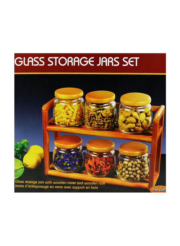 Borosilicate 5-Piece Glass High Storage Canister Set with Bamboo Lid and Rack, GER1153, Brown/Clear
Borosilicate 5-Piece Glass High Storage Canister Set with Bamboo Lid and Rack, GER1153, Brown/Clear