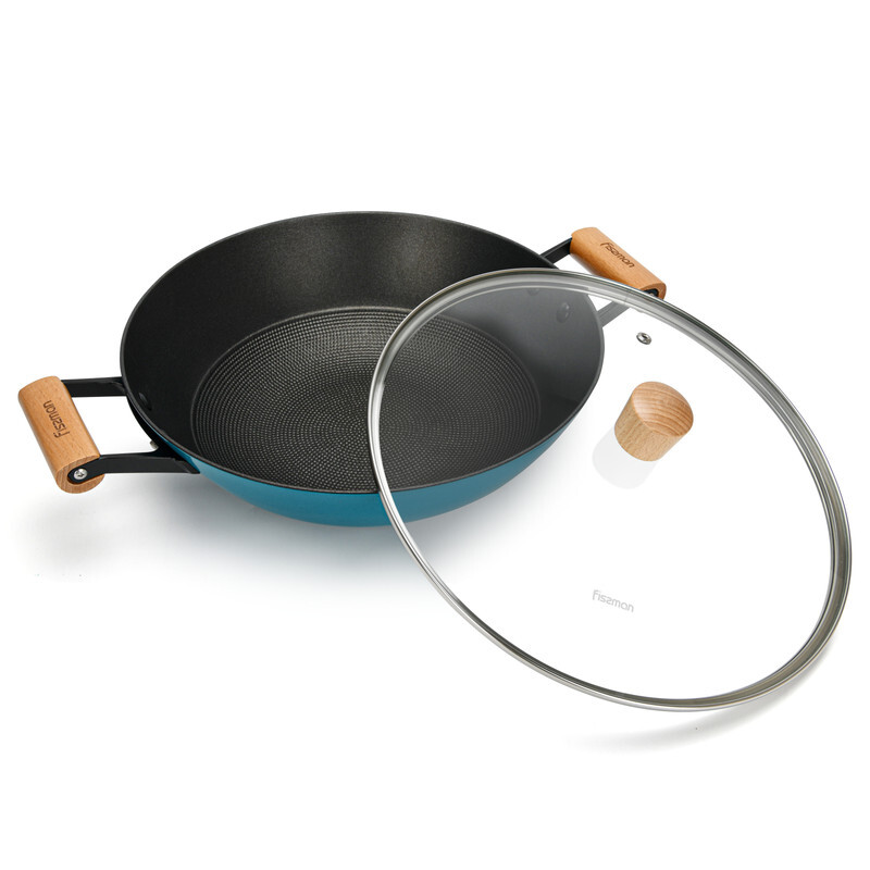 Fissman 5L Cast Iron Wok with Glass Lid Enamelled Lightweight Cast Iron & Non-Stick Coating, 32.5x16cm, Turquoise
Fissman 5L Cast Iron Wok with Glass Lid Enamelled Lightweight Cast Iron & Non-Stick Coating, 32.5x16cm, Turquoise
