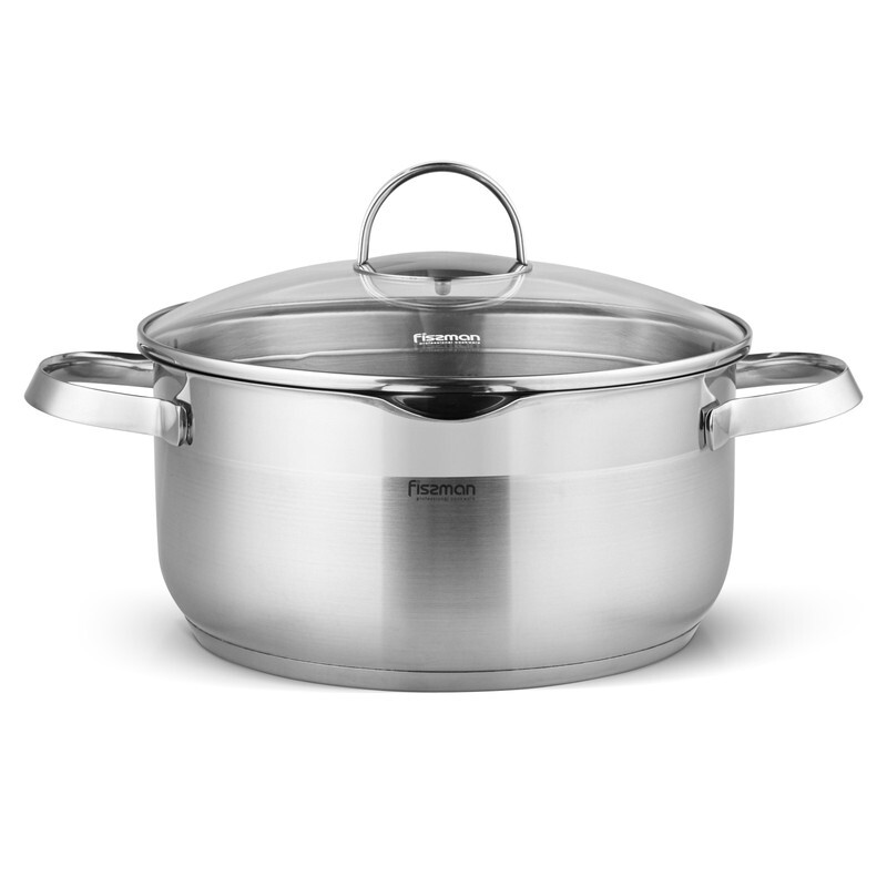 Fissman 5L Callisto Stainless Steel Stock Pot with Glass Lid Pouring Lip & Lid Strainer Stainless Steel, 24x11.5cm, Silver
Fissman 5L Callisto Stainless Steel Stock Pot with Glass Lid Pouring Lip & Lid Strainer Stainless Steel, 24x11.5cm, Silver